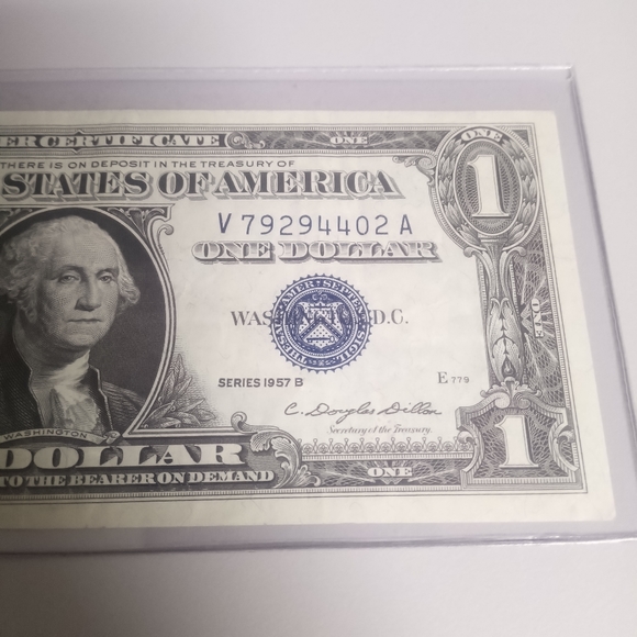 Uncirculated 1957B Silver Certificate $1 Bill in a Toploader - Picture 4 of 4